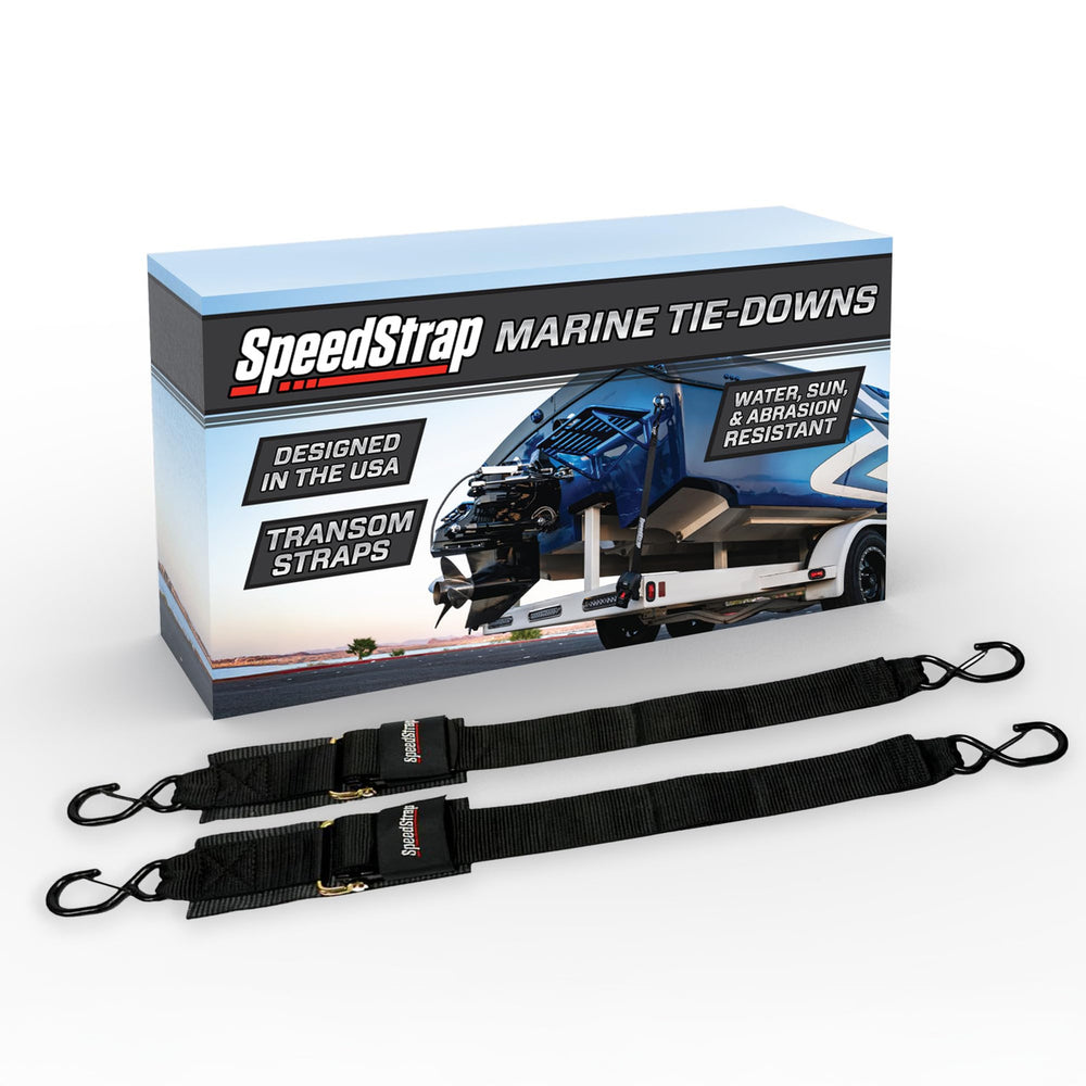 2IN X 4IN MARINE TRANSOM TIEDOWN STRAPS WITH SNAP SHOOKS (2 PACK)