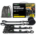 Rhino USA Heavy Duty Ratchet Tie-Downs 2-Pack (Black) 1.6In X 8Ft