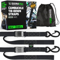 Rhino USA Cambuckle Motorcycle Tiedown Straps 2-Pack (Black) 1.5In X 8Ft
