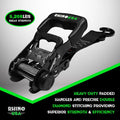 Rhino USA Heavy Duty Ratchet Tie-Downs 2-Pack (Green) 1.6In X 8Ft