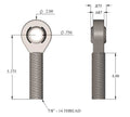 HEAT TREATED CHROMOLY 7/814 X 3/4 LH MAGNUM SERIES HEIM
