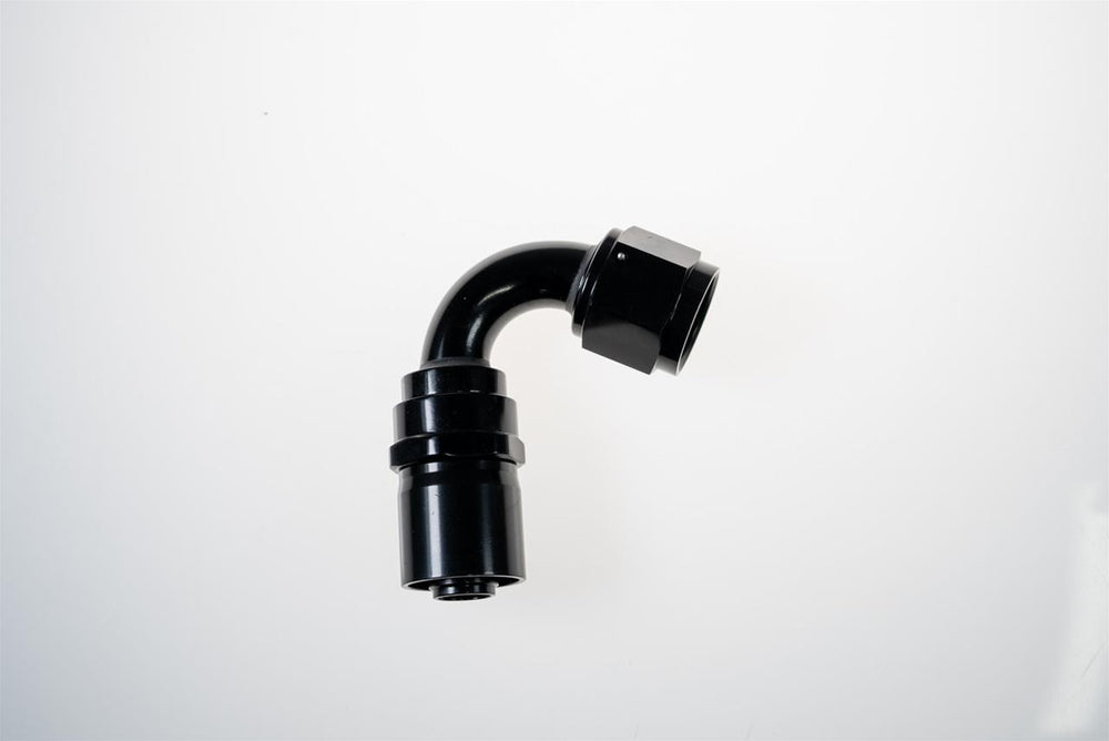 06 AN 120 DEGREE CRIMP STYLE HOSE END W/ BLACK COLLAR BLACK