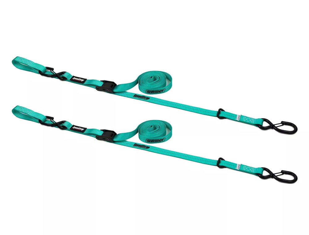 SHREDDY 1IN X 10IN CAMLOCK TIE DOWN WITH SNAP SHOOKS AND SOFTTIE (2 PACK) TEAL
