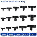 10AN TEE WITH FEMALE ADAPTER SWIVEL ON BRANCH BLACK