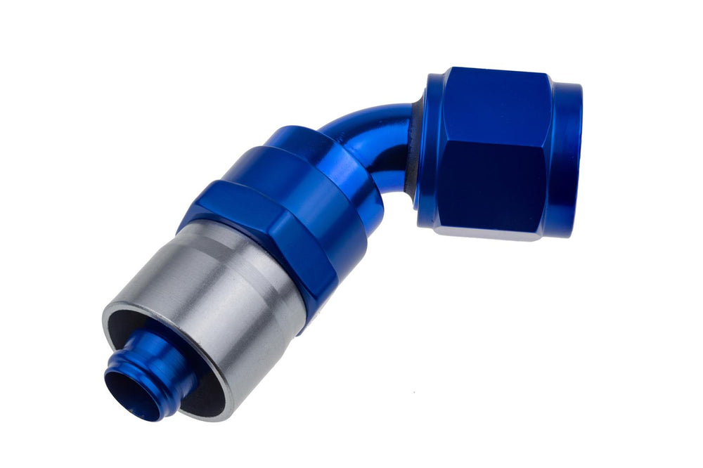 08 AN 60 DEGREE CRIMP STYLE HOSE END BLUE