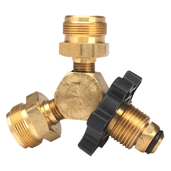 ENERCO PROPANE Y MALE ADAPTER (POL X (2) MALE 1IN 20 THROWAWAY FITTINGS) CLAMSHELL