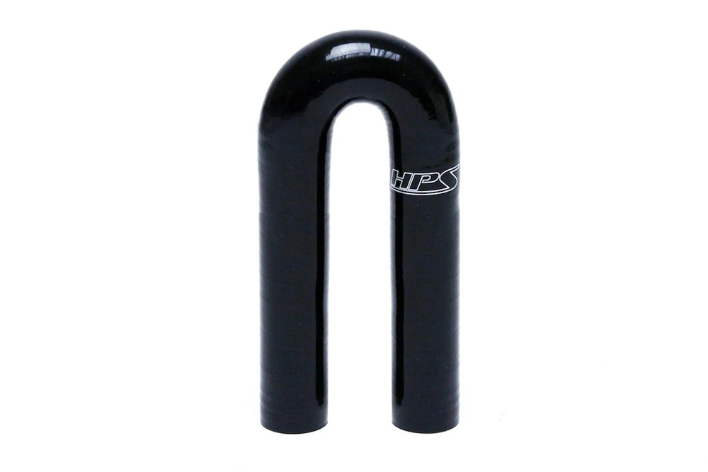 HPS Performance 1/2 ID High Temp 4-ply Reinforced Silicone 180 Degree U Bend Elbow Coupler Hose Black (13mm ID)