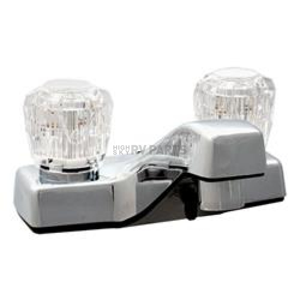 LAVATORY FAUCET 4IN 2 KNOB BRASS/PLASTIC CHROME