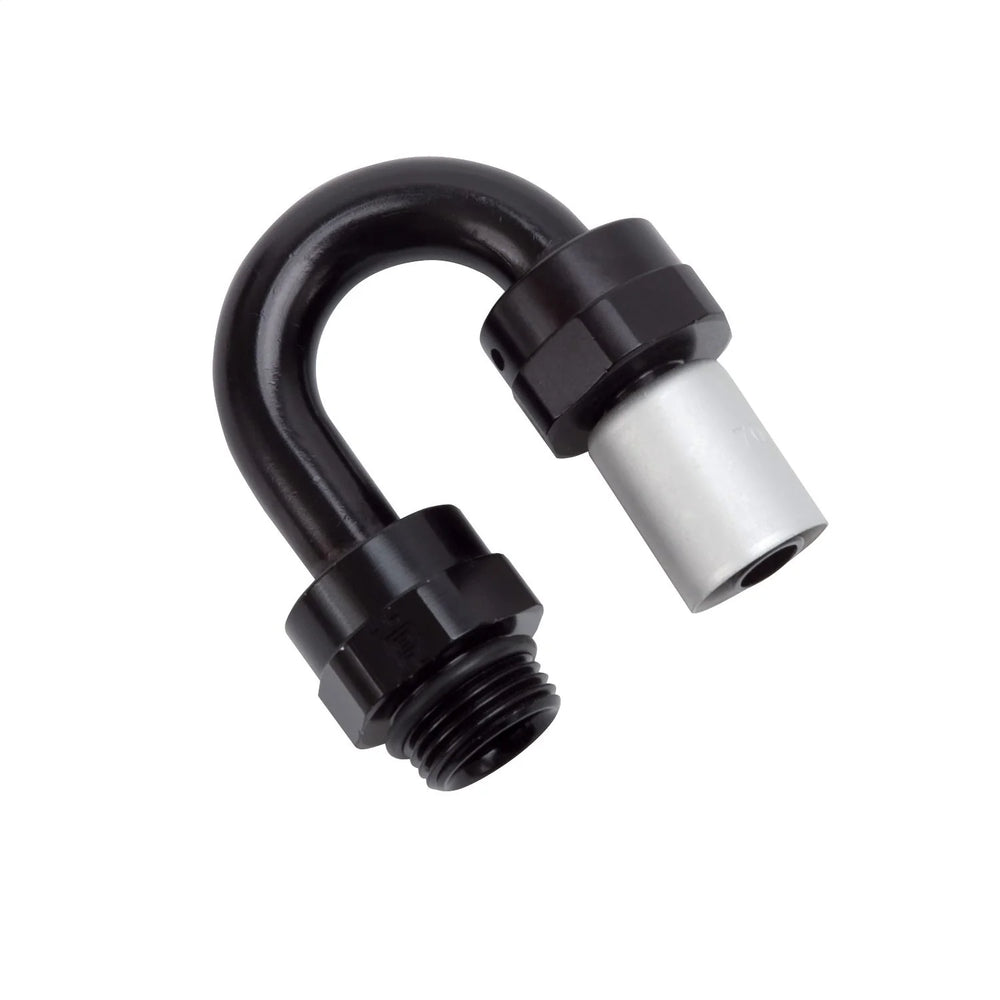 Russell Hose End Crimp On -8 Sae Port Male To -8 Hose 180 Deg Blk Anodize