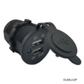 DUAL USB OUTLET BLUE LED 5V1A 5V2.1A STD. PLUG .250 MALE SPADE CONNECTION