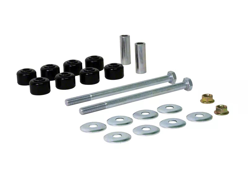 Sway bar - link 8 Bushings 2 Tubes 2 Bolts 8 Washers 2 Nuts Grease