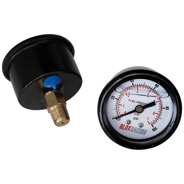 BLOX Racing Liquid-Filled Fuel Pressure Gauge 0-100psi (White Face)