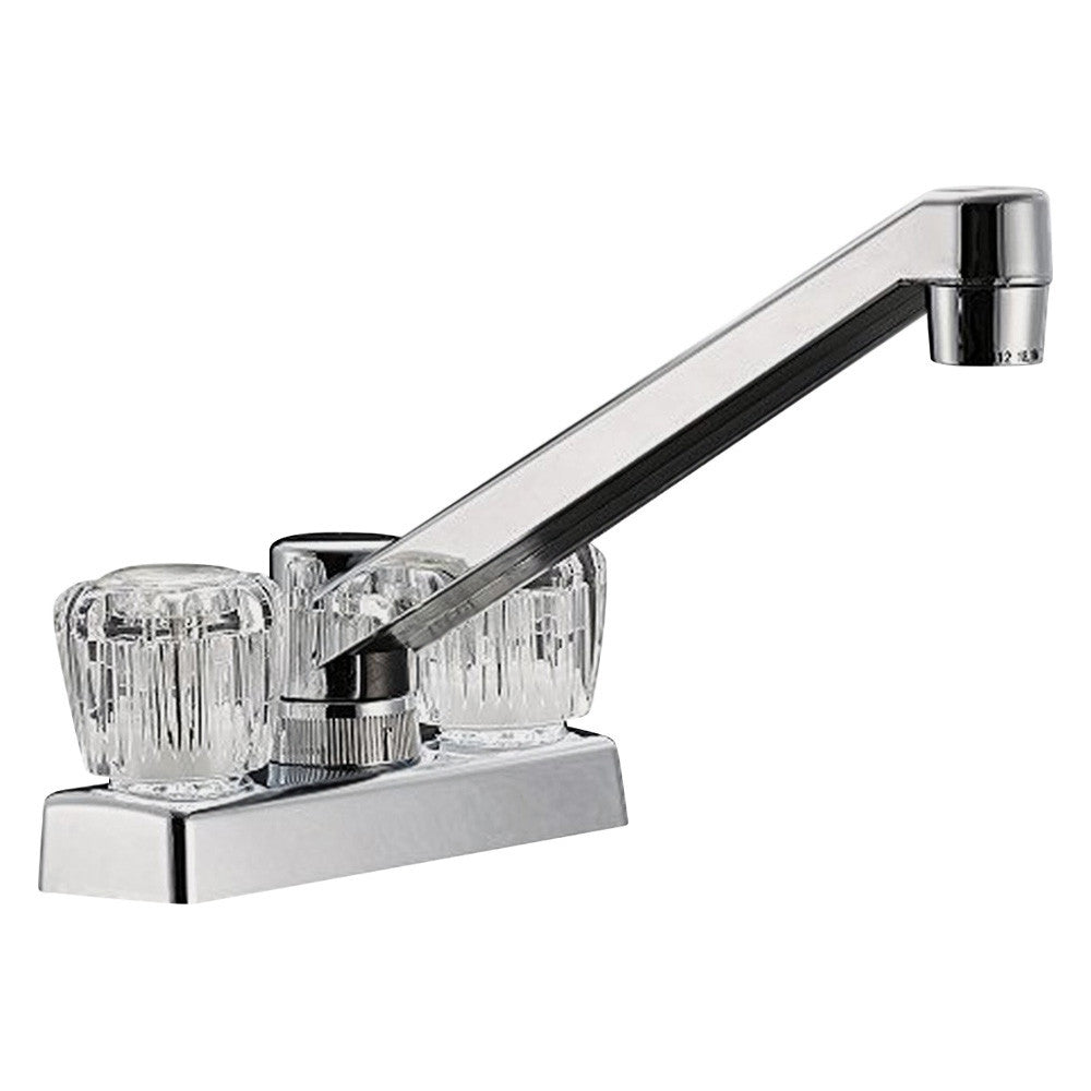 TWO HANDLE 4 KITCHEN/BAR FAUCET W/CLEAR ACYRLIC KNOBS CHROME POLISHED