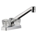 TWO HANDLE 4 KITCHEN/BAR FAUCET W/CLEAR ACYRLIC KNOBS CHROME POLISHED