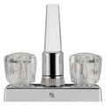 TWO HANDLE 4 KITCHEN/BAR FAUCET W/CLEAR ACYRLIC KNOBS CHROME POLISHED