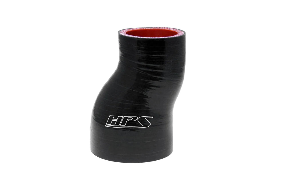 HPS Performance 1-3/4 - 2 ID 3 Long High Temp 4-ply Reinforced Silicone Offset Reducer Coupler Hose Black (45mm - 51mm ID 76mm Length)