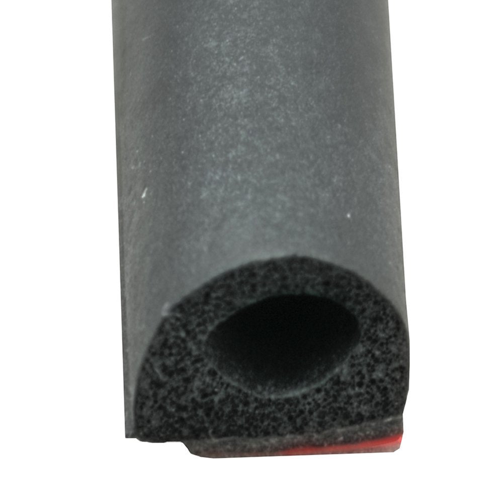 TRAILER WEATHERSTRIPPING NON RIBBED D SEAL W/TAPEBLACK