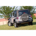 This tire cover from Rugged Ridge fits 33 inch spare tires. Black Diamond.