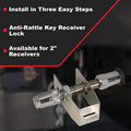 Receiver Lock: Receiver Pin Locking; Premium 5/8" anti wobble key receiver; stainless steel