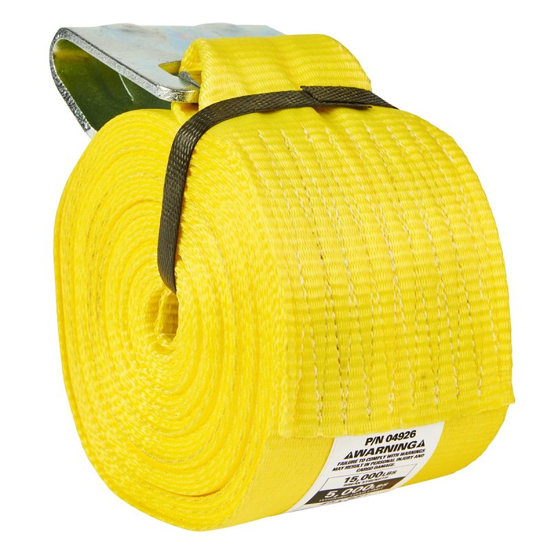 30FT X 4IN WINCH STRAP W/FLAT HOOK 5000 LBS. WLL (15000 LBS. BREAK STRENGTH)