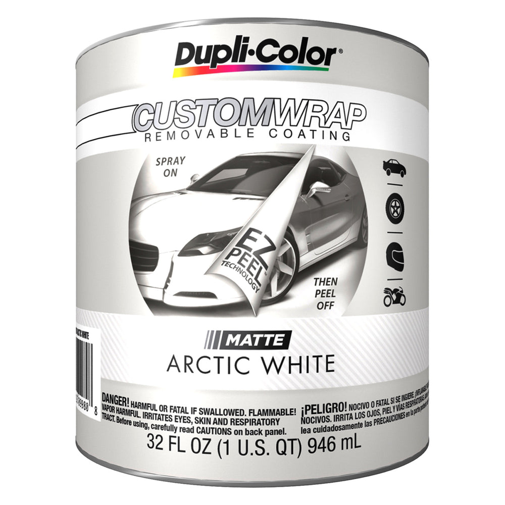DUPLICOLOR BULK CUSTOM WRAP REMOVABLE COATING MATTE ARCTIC WHITE QUART 32 OZ