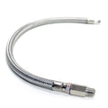 20IN S.S. BRAIDED LEADER HOSE W/CHECK VALVE (1/8INM TO 1/4INM NPT SWIVEL)