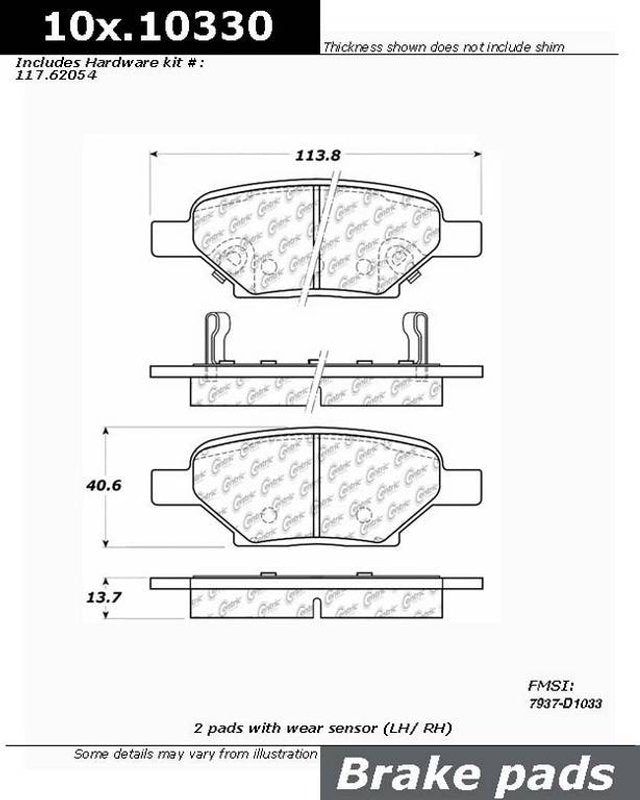 Centric 04-08 Chevrolet Malibu / 05-08 Pontiac G5/G6 Rear Centric Premium Ceramic Brake Pads