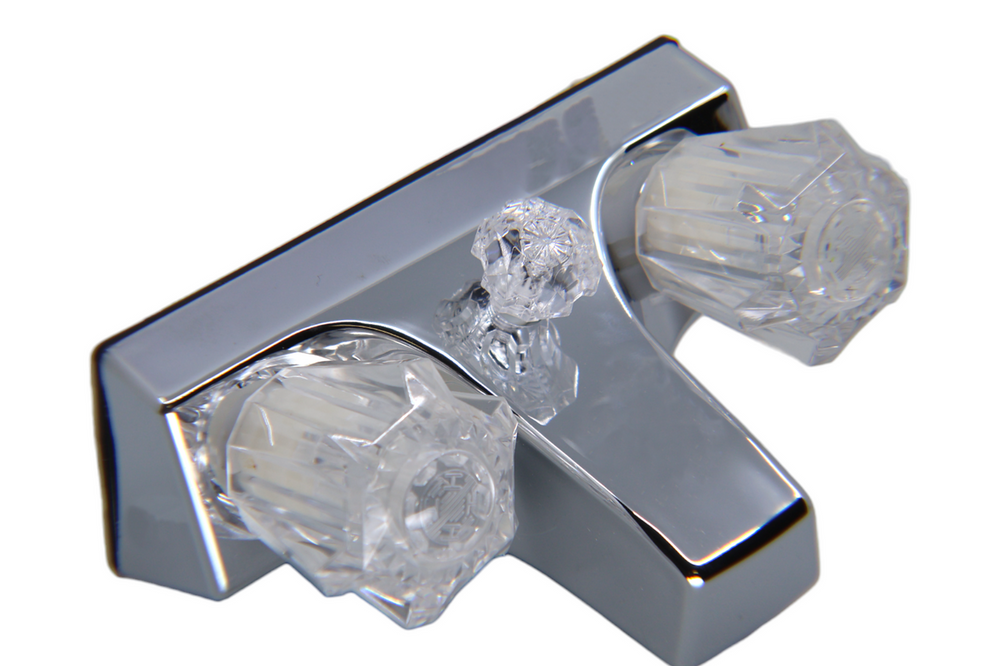 UTOPIA 4IN CHROME TUBSHOWER FAUCETCLEAR HANDLES MADE IN USA 5 YEAR WARRANTY