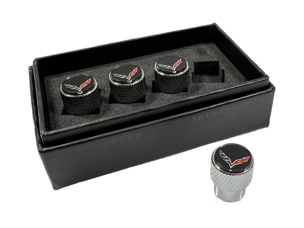 KNURLED VALVE CAP SET C7 CORVETTE