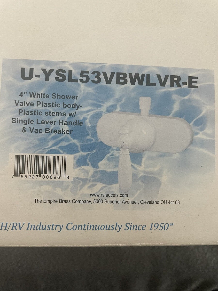 4IN SINGLE LEVER SHOWER VALVE W/ DECORATIVE LEVER HDL & VAC BRK WHITE FINISH