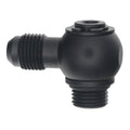 DeatschWerks 6AN ORB Male to 6AN Male Flare Low Profile 90-Degree Swivel - Anodized DW Titanium