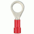 RED VINYL RING TERMINAL 8 GAUGE 1/2 INCH PACKAGE OF 25