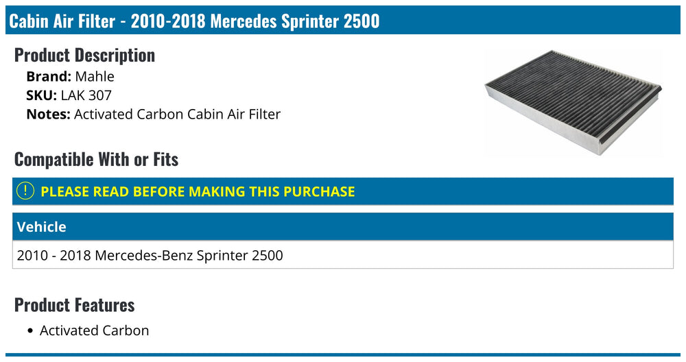 Dodge Sprinter Van 3.0L and 3.5L (07-09) Mercedes Benz Sprinter 3500 10-11