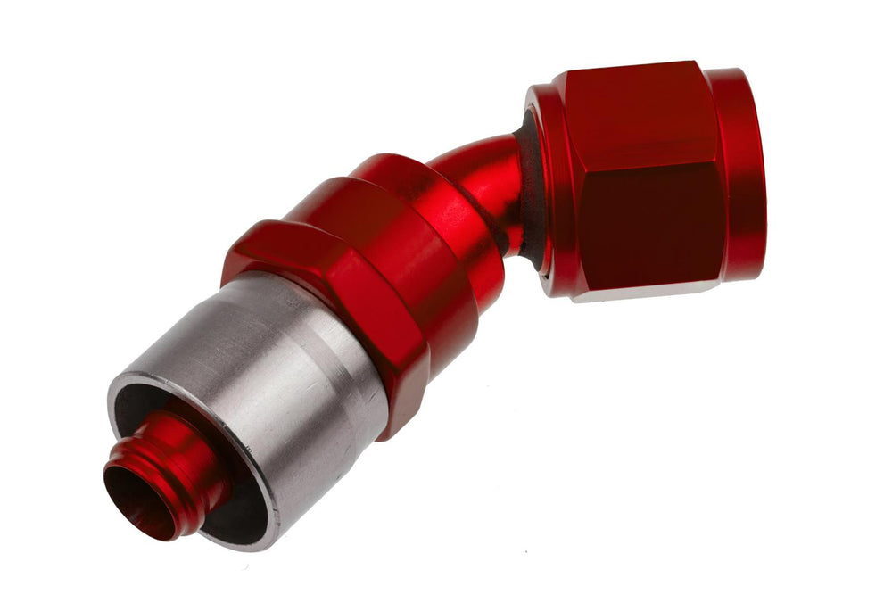 08 AN 45 DEGREE CRIMP STYLE HOSE END RED