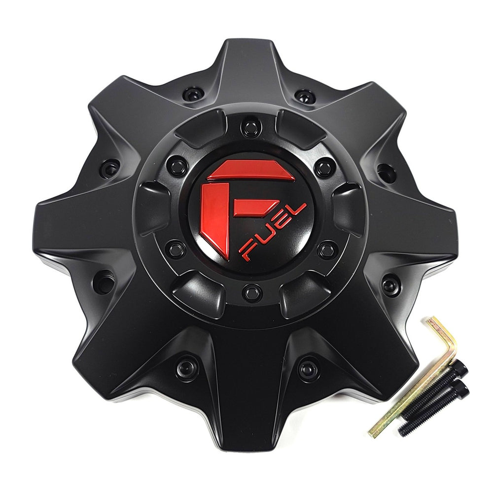 FUEL 8 LUG FULL CAP W/ RISER- M-RED