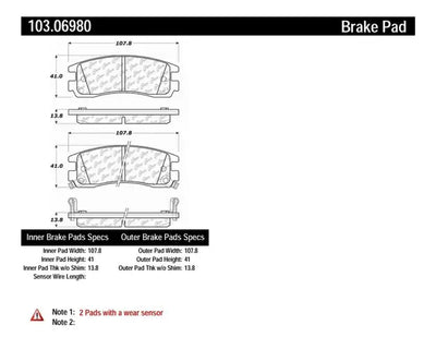 Centric C-TEK 00-10 Chevy Impala Ceramic Rear Brake Pads w/Shims