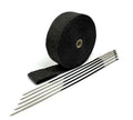 ProSport Fiberglass Heat Wrap 50ftx2in Roll w/5 Stainless Steel Zip Ties Black Universal