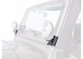Windshield Hinge Light Bracket for 1976-1983 Jeep CJ5, 1976-1986 Jeep CJ7, 1987-1995 Jeep Wrangler YJ Pair, Black Rampage