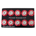 NRG Fender Washer Kit w/Rivets For Plastic (Red) - Set of 10