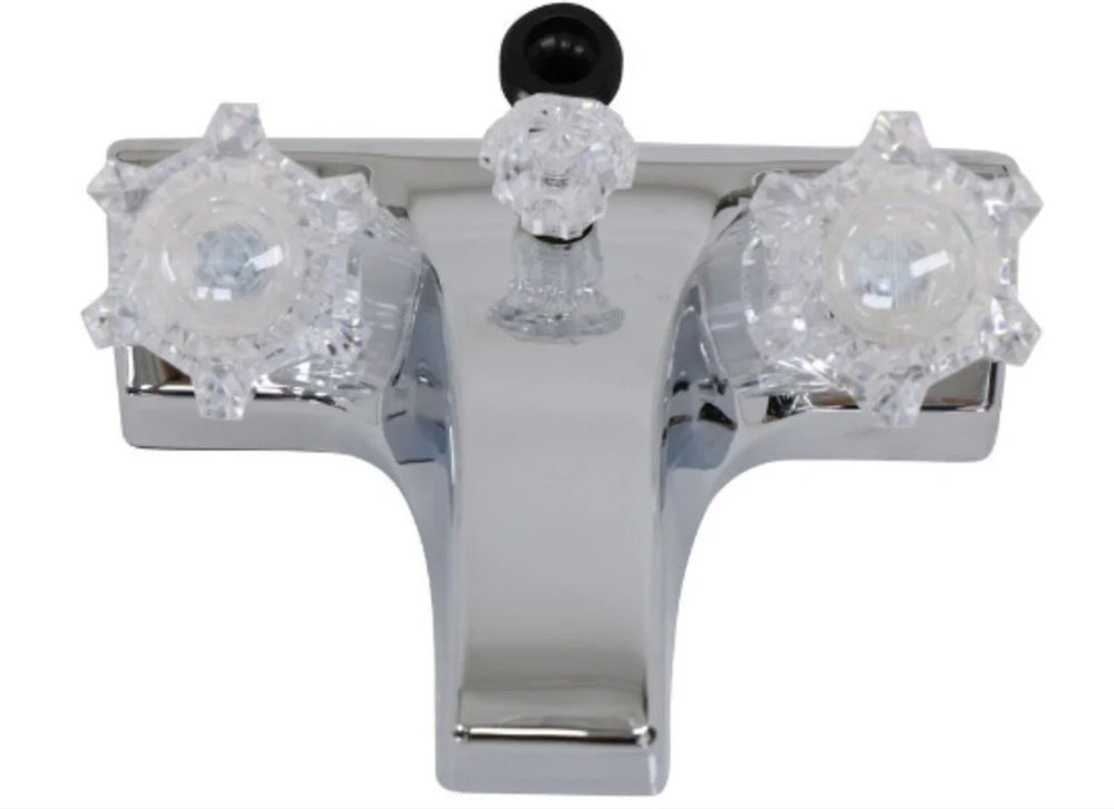 UTOPIA 4IN CHROME LAVSHOWER FAUCET CLEAR HANDLES MADE IN USA 5 YEAR WARRANTY