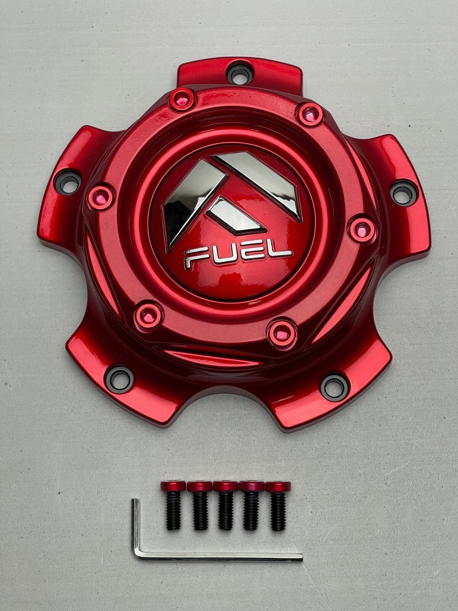 FUEL CAP 5X150 GLOSS RED/CHROME LOG