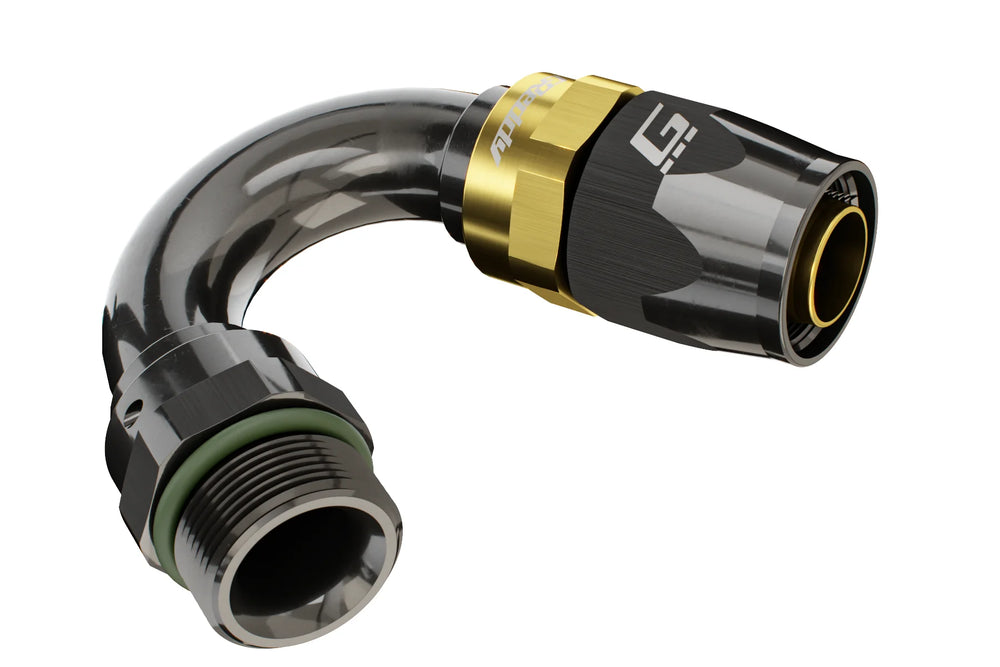 GReddy AN06 150 DEGREE ORB MALE BLACK/GOLD ANODIZED