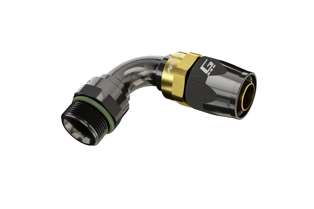 GReddy AN08 90 DEGREE ORB MALE BLACK/GOLD ANODIZED