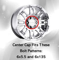 Vision Wheel 6LUG CHR DEEP; OPEN CLOSED CAP C375-6CDOC