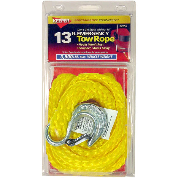 13FT X 5/8IN TOW ROPE 3500 LBS MAX VEHICLE WT (6800 LBS ROPE CAPACITY) CLAMSHELL