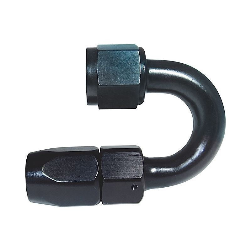 BLACK 180 DEGREE SWIVEL ALUMINUM HOSE END 16AN
