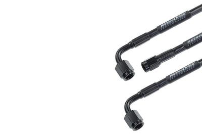 STRAIGHT 3 TO 90 DEGREE 3 9IN PRE ASSEMBLED BRAKE LINE BLACK