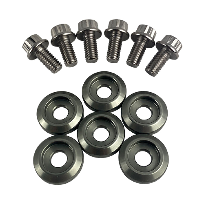 BLOX Racing New Fender Washers Kit M6 12pt - 6pc Large Diameter Silver