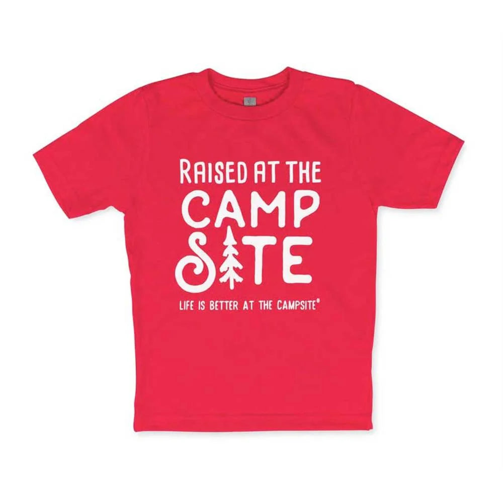 LIFE IS BETTER AT THE CAMPSITE SHIRT RED RAISED AT THE CAMPSITE YOUTH S