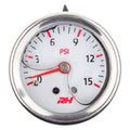LIQUID FILLED FUEL PRESSURE GUAGE 1/8 NPT INLET 15PSI WHITE W/SILVER SCR